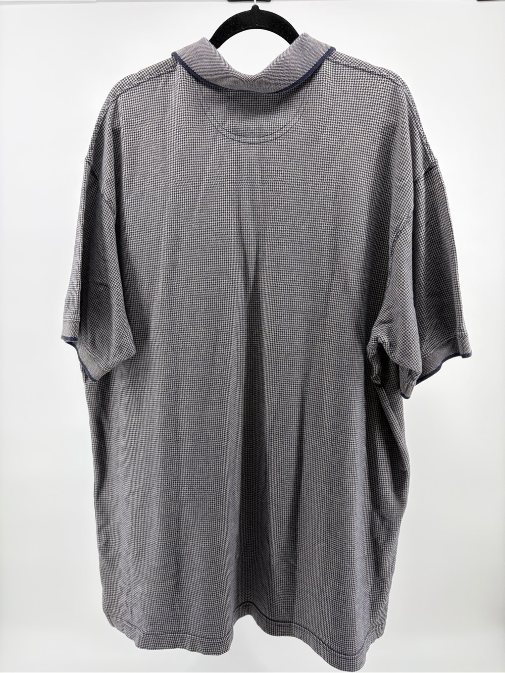 Woolrich Vintage Polo Shirt Short Sleeve Herringbone Blue Gray Size XL - Picture 2 of 5